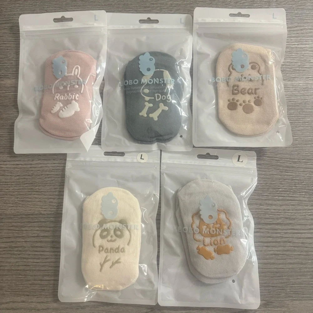 Toddler Knee High Socks Non Slip Anti Skid Seamless 5 Pairs Sz L 3-5T unisex